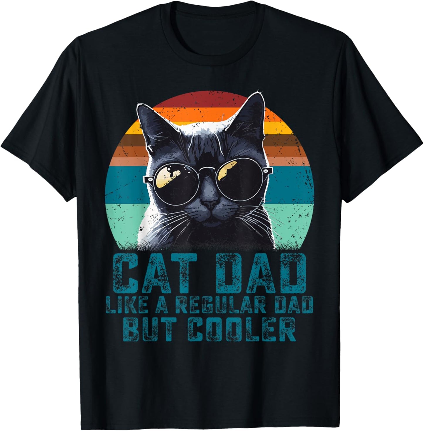 Cat Dad Like A Regular Dad But Cooler Vintage Fathers Day T-Shirt
