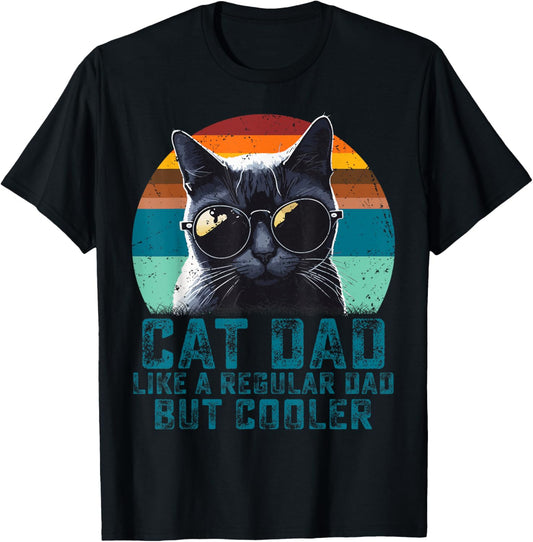 Cat Dad Like A Regular Dad But Cooler Vintage Fathers Day T-Shirt