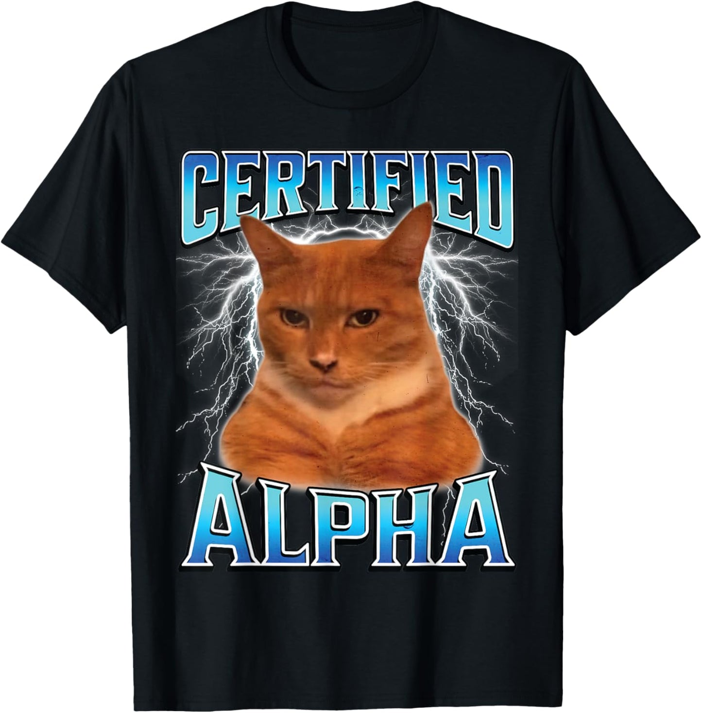 Certified Alpha Funny Staring Cat Meme Sarcastic Silly Cat T-Shirt