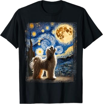 Havanese Dog Canine Artistic Van Gogh Starry Night Havanese T-Shirt for Men Women Kids