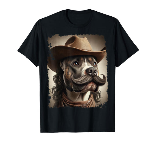 Cowboy Pitbull Funny Dog Meme T-Shirt