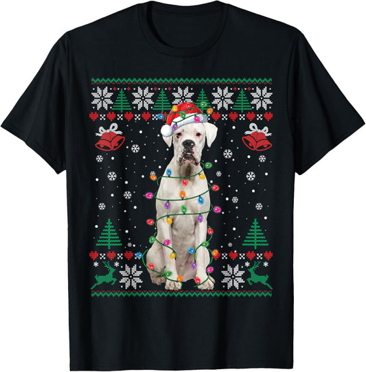 White Boxer Dog Ugly Christmas Sweater Funny Xmas T-Shirt