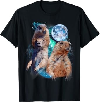 3 Moon Prairie Dog Art Rodent Squirrel Puppy Lovers Novelty T-Shirt for Men Women Kids