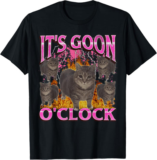 Gooning O'clock Funny Oia Oia Cat Meme Bootleg Graphic T-Shirt