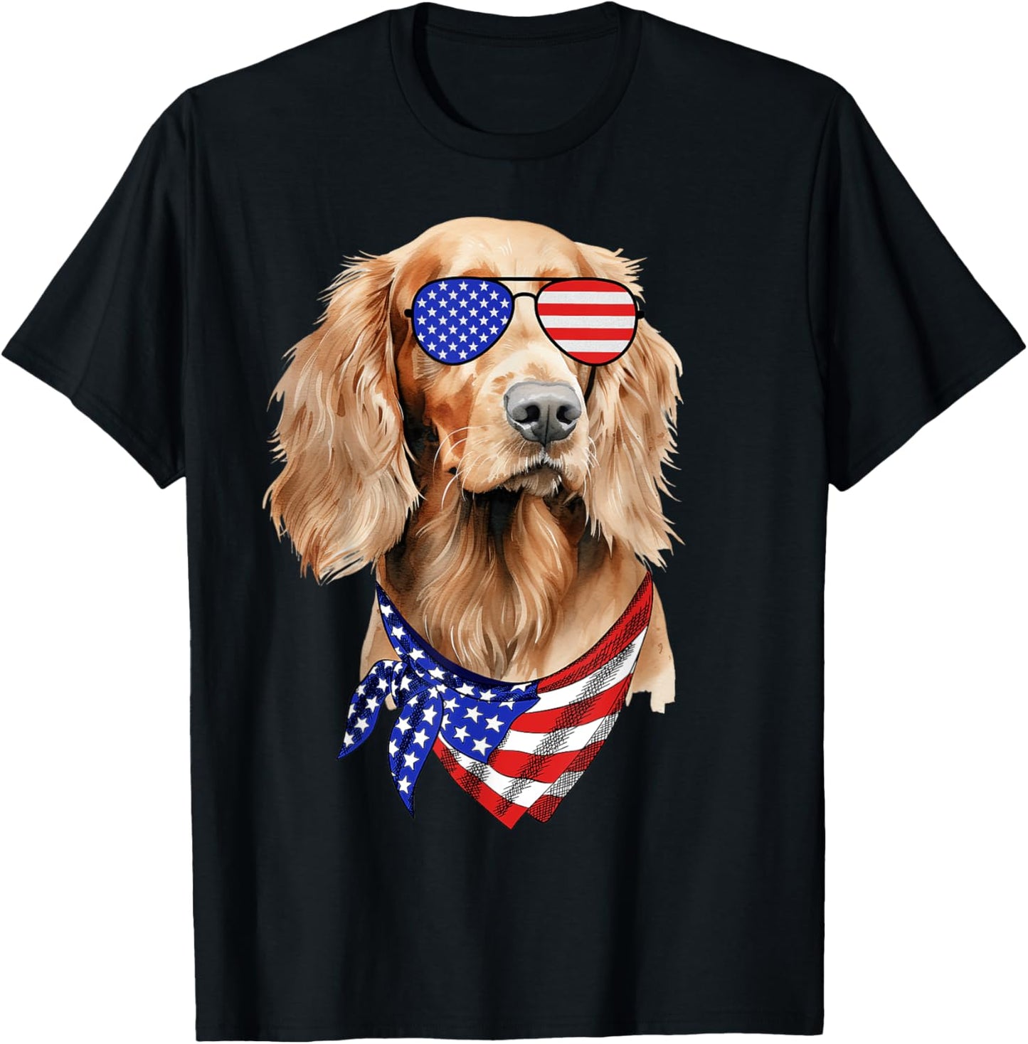 Irish Setter Dog American Flag Glasses 4th of July T-Shirt