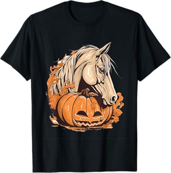 Horse Pumpkin Halloween Costume Horseback Riding Equestrian T-Shirt