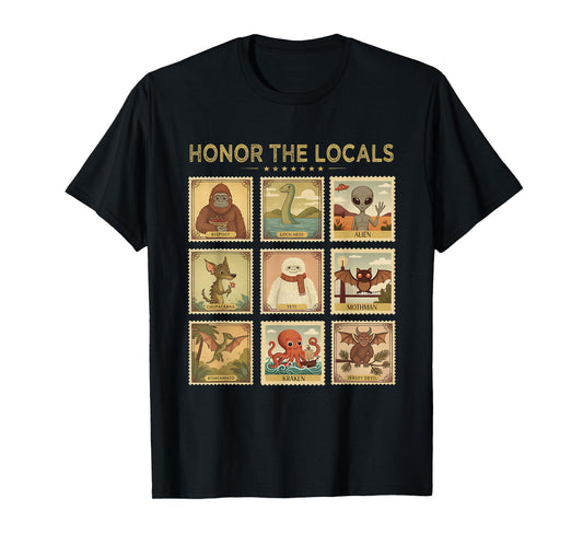 Retro Honor The Locals Bigfoot Big Foot Women Men Cryptid T-Shirt