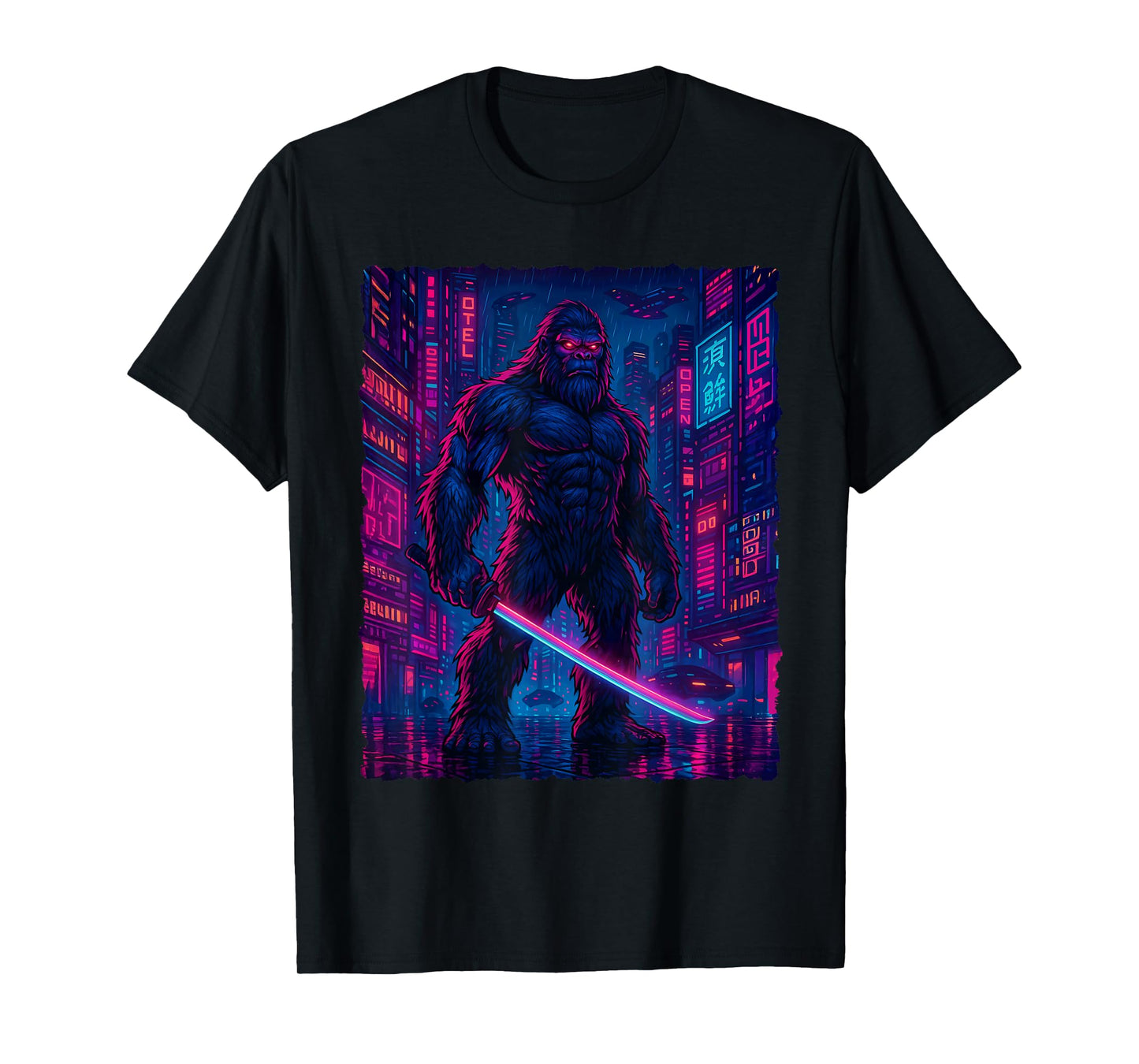 Cyberpunk Bigfoot - Sasquatch Yeti Cryptids T-Shirt