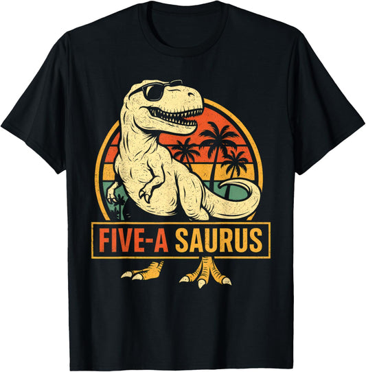 5 Year Old Dinosaur Birthday 5th T Rex Dino Five Saurus T T-Shirt