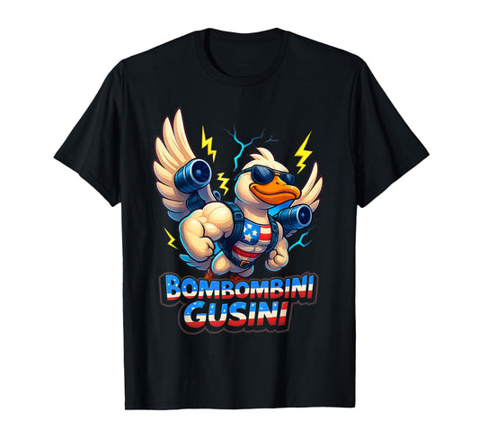 Bombombini Gusini Funny Brainrot Goose American Flag Meme T-Shirt