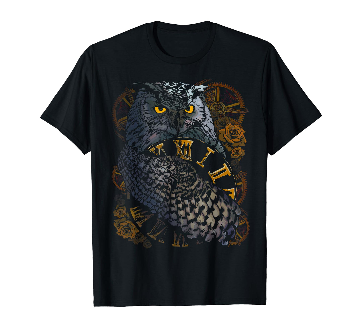 Owl Wildlife Nature Spirit Animal with Steampunk Design T-Shirt