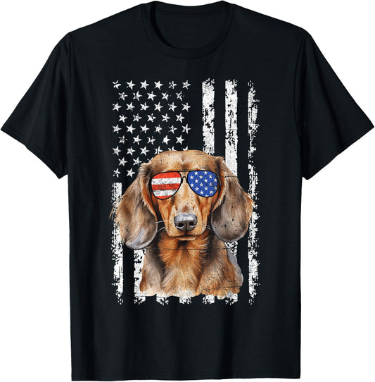 4th Of July US Flag Dachshund Dog Lover T-Shirt