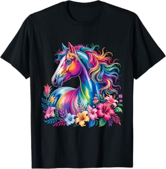 Floral Wild Horse Spring Nature Horse Lovers Country Horse T-Shirt