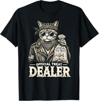 Cat Lover Official Treat Dealer Funny Pet Design Tee T-Shirt for Men Women Kids