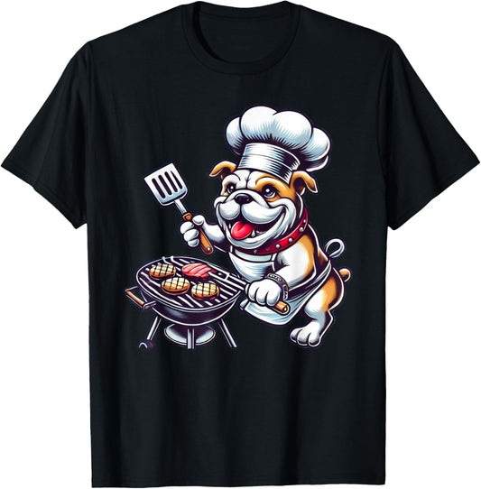 Funny Barbecue English Bulldog Dog Grilling BBQ T-Shirt
