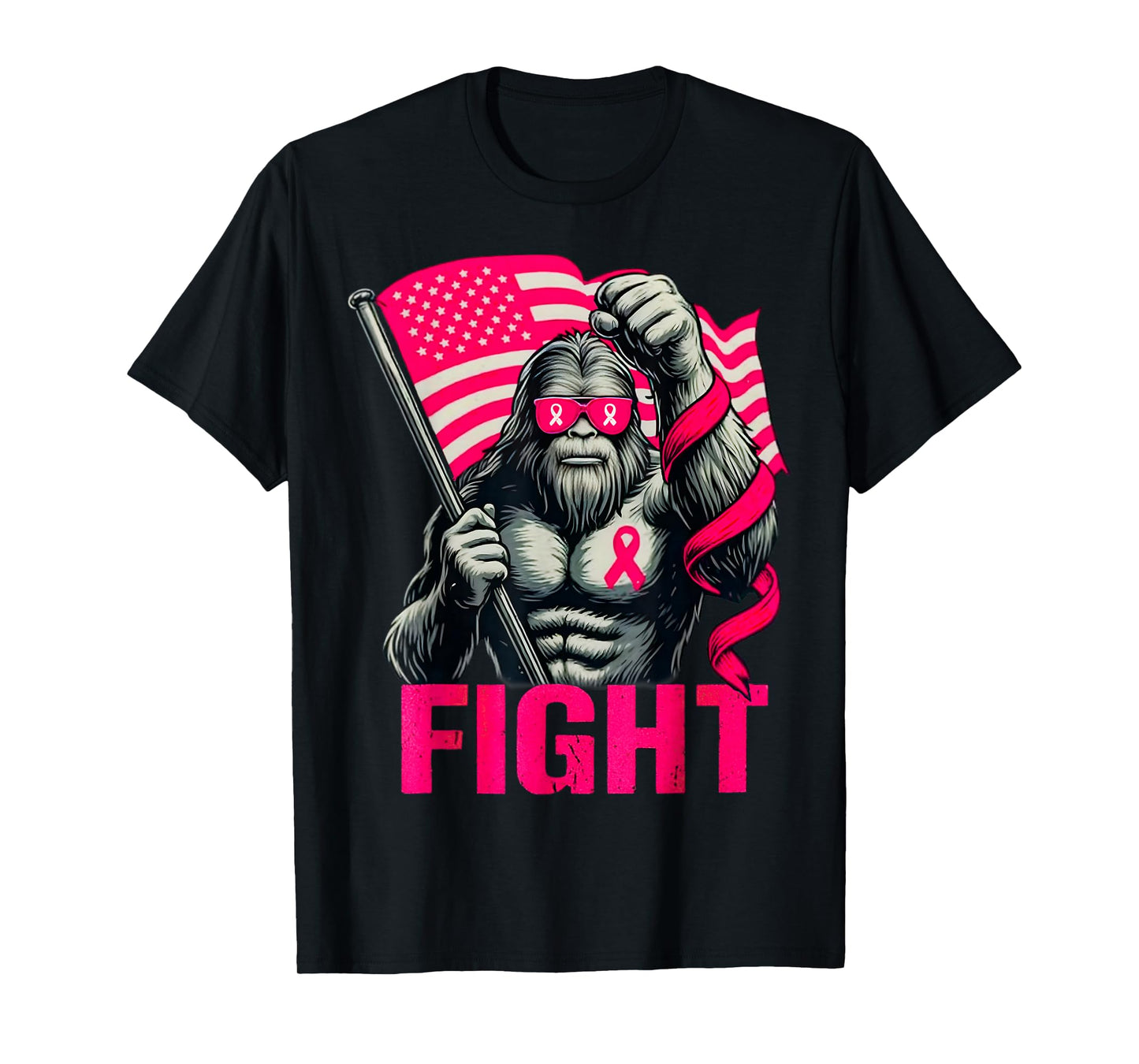 Bigfoot Pink Ribbon Fight Breast Cancer Awareness T-Shirt