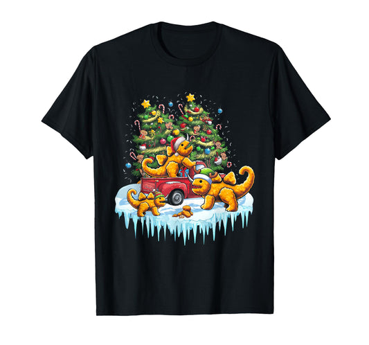 Dino Chicken Nuggets Funny Dinosaur Shape Nuggets Christmas T-Shirt