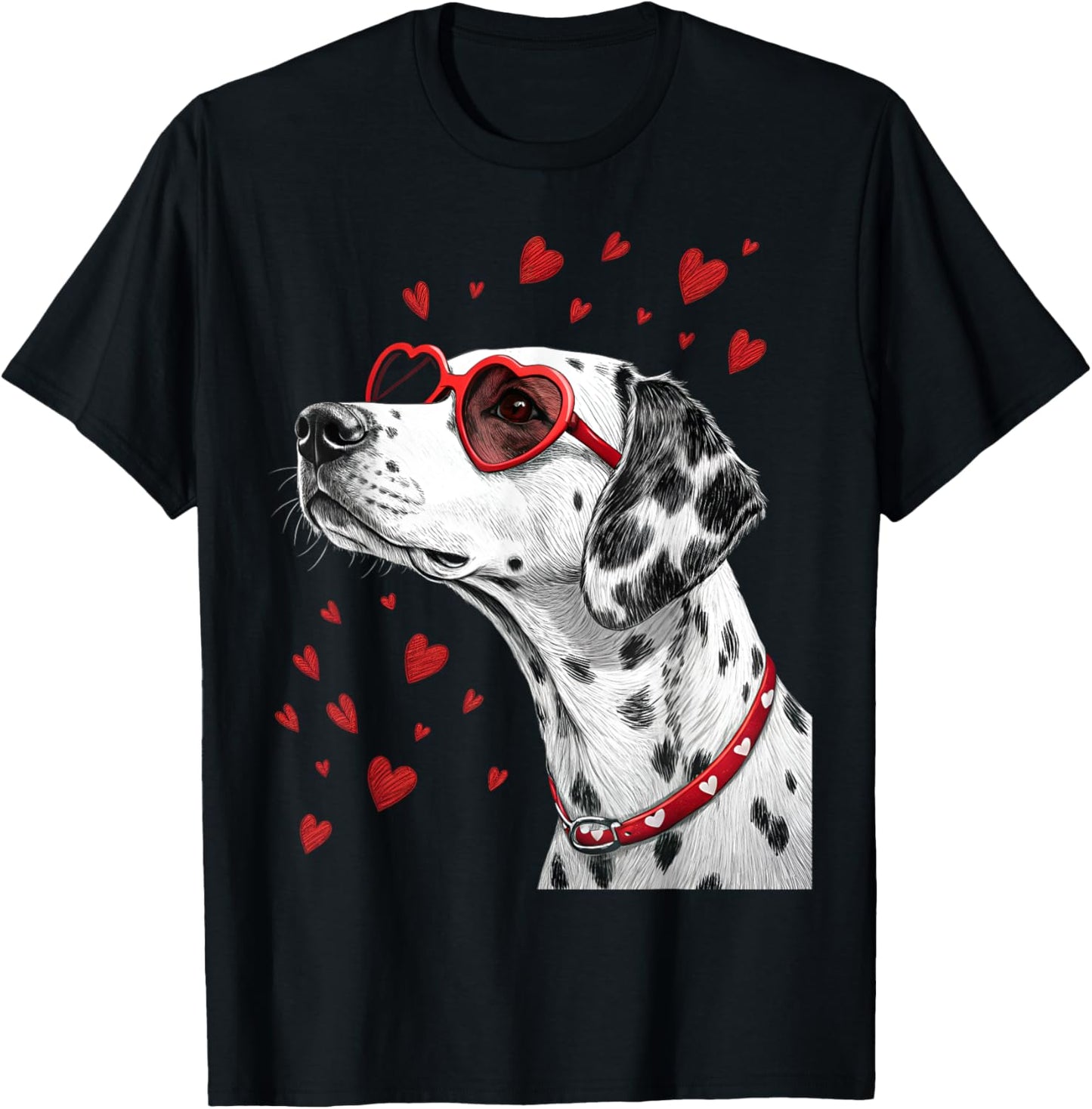 Dalmatian Heart Glasses Cute Valentine’s Day Dog Lover T-Shirt