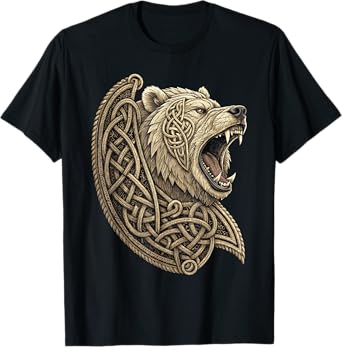 Retro Viking Berserker Bear – Norse Knotwork Warrior Symbol T-Shirt