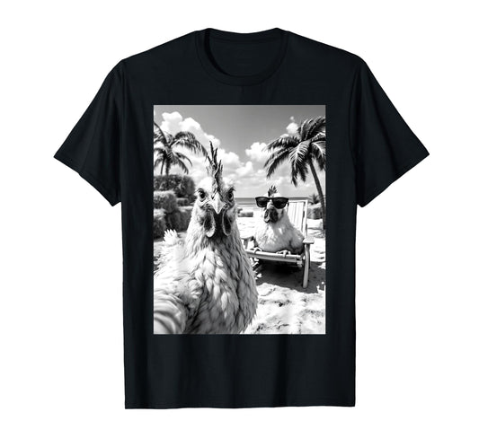 Chicken Selfie Chicken Rooster Summer Beach T-Shirt