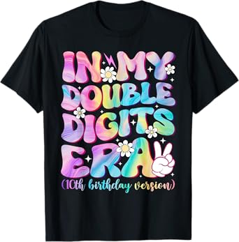 10th Birthday Girl In My Double Digits Era Retro 10 Year Old T-Shirt