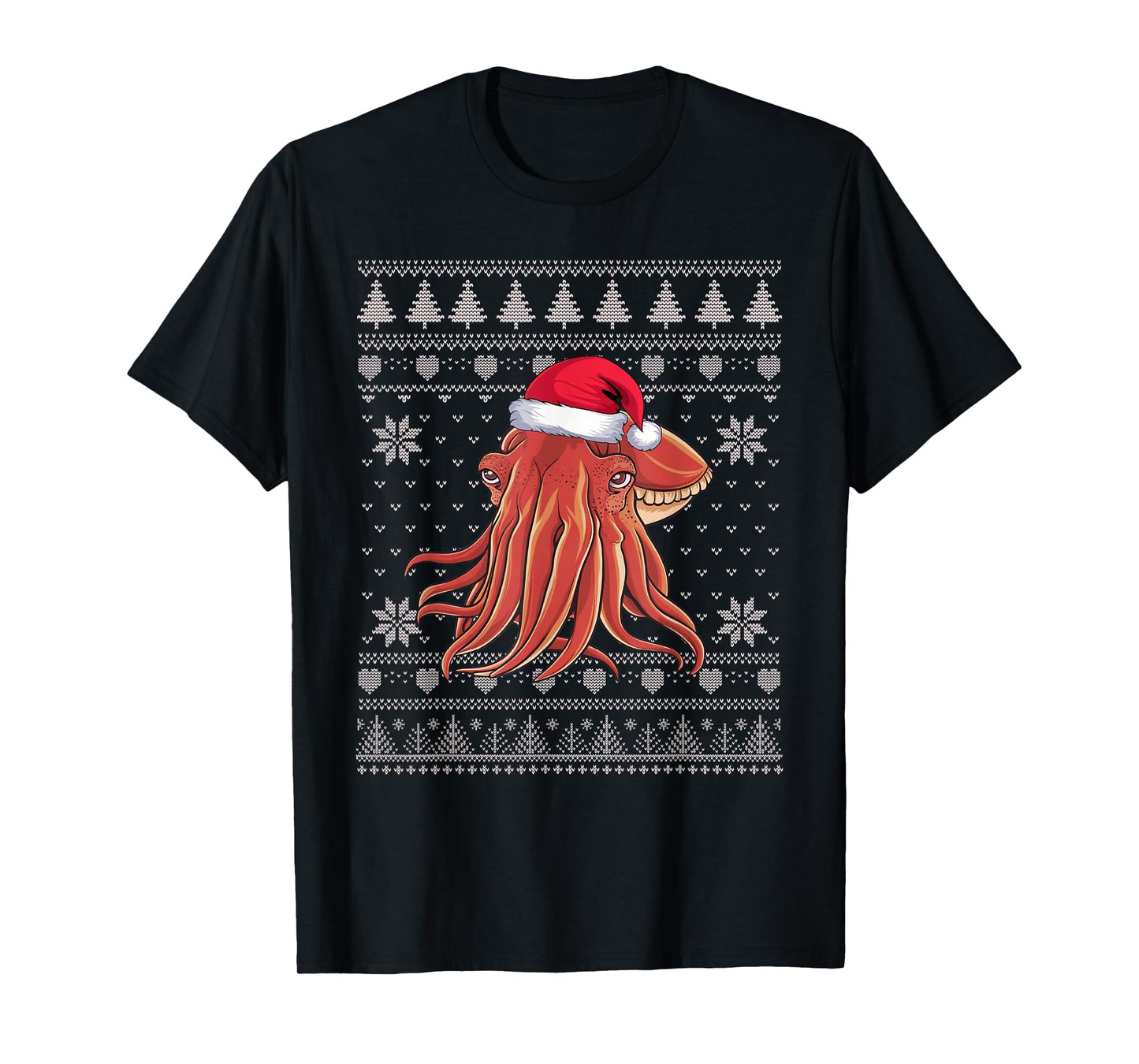 Funny Cuttlefish Ugly Christmas Sweater Santa Xmas PJs T-Shirt