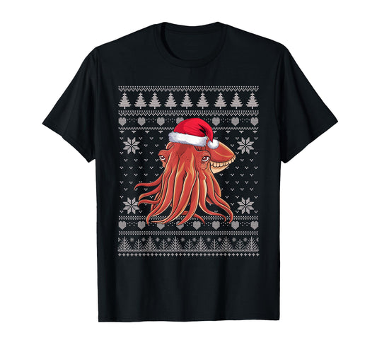 Funny Cuttlefish Ugly Christmas Sweater Santa Xmas PJs T-Shirt