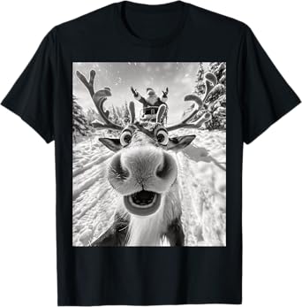 Funny Reindeer Selfie Christmas T-Shirt