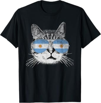 Cat Shirt Argentina Flag Country Retro Funny Men Women Gift T-Shirt