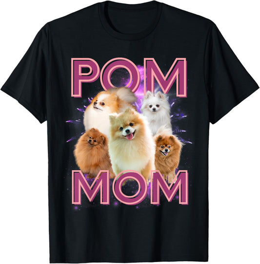 Pom Mom Pomeranian Dog Retro Bootleg T-Shirt