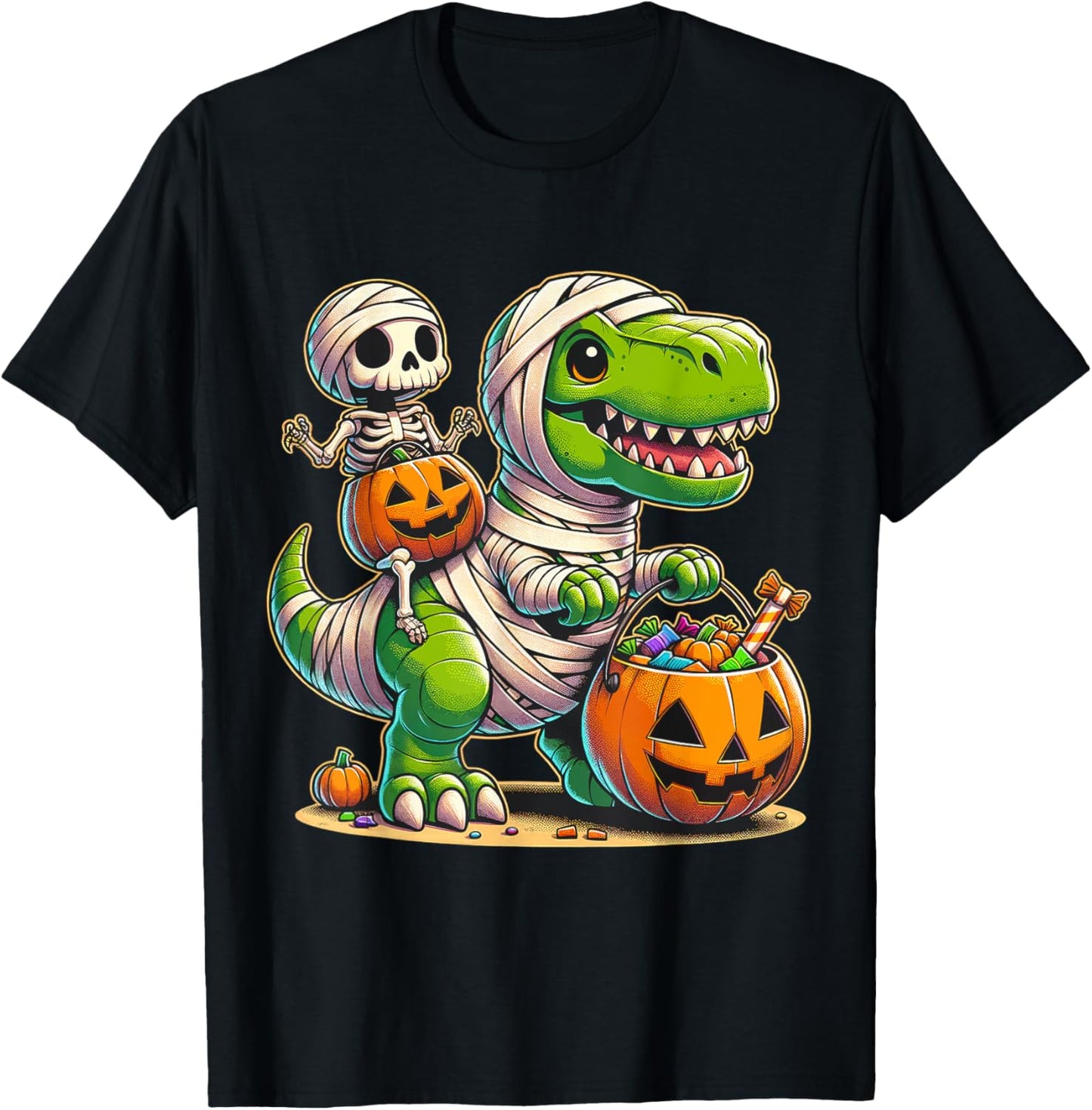 Halloween Funny T Rex Dinosaur Mummy Boys Trick Treat T-Shirt