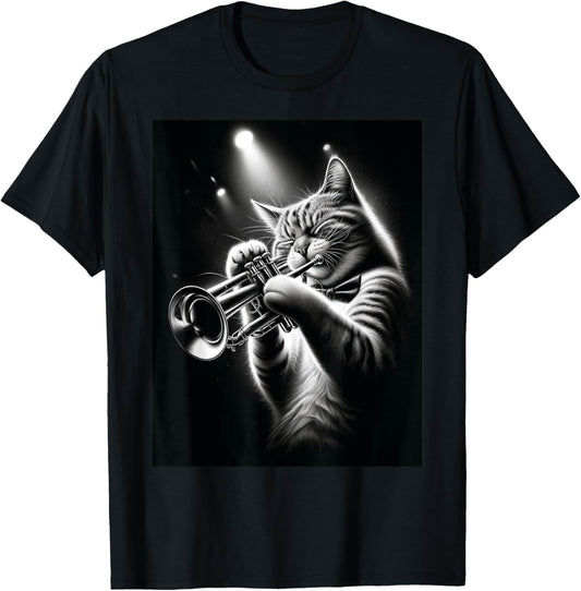 Musician Trumpet Player Funny Cat Playing Trumpet T-Shirt