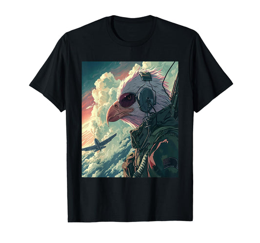 American Bald Eagle Fighter Pilot Patriotic US Military Art T-Shirt