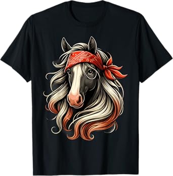 Horse Bandana T Shirt for Horseback Riding Horse Lover T-Shirt