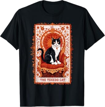 Tuxedo Cat Tarot Card Shirt Funny Tarot Reading Cat Lover T-Shirt for Men Women Kids