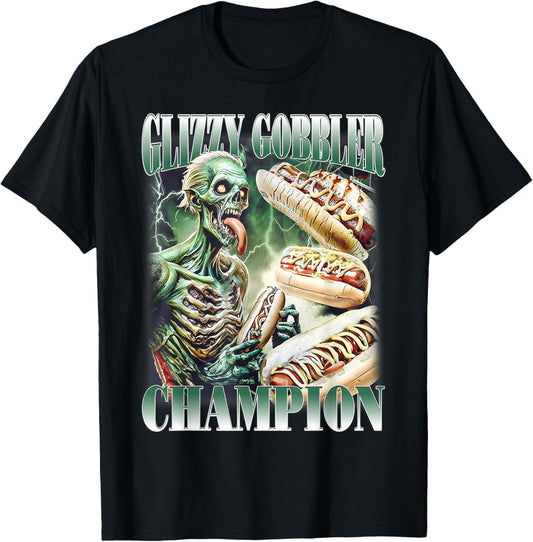 Glizzy Gobbler Funny Meme Skeleton Wiener Hotdog T-Shirt