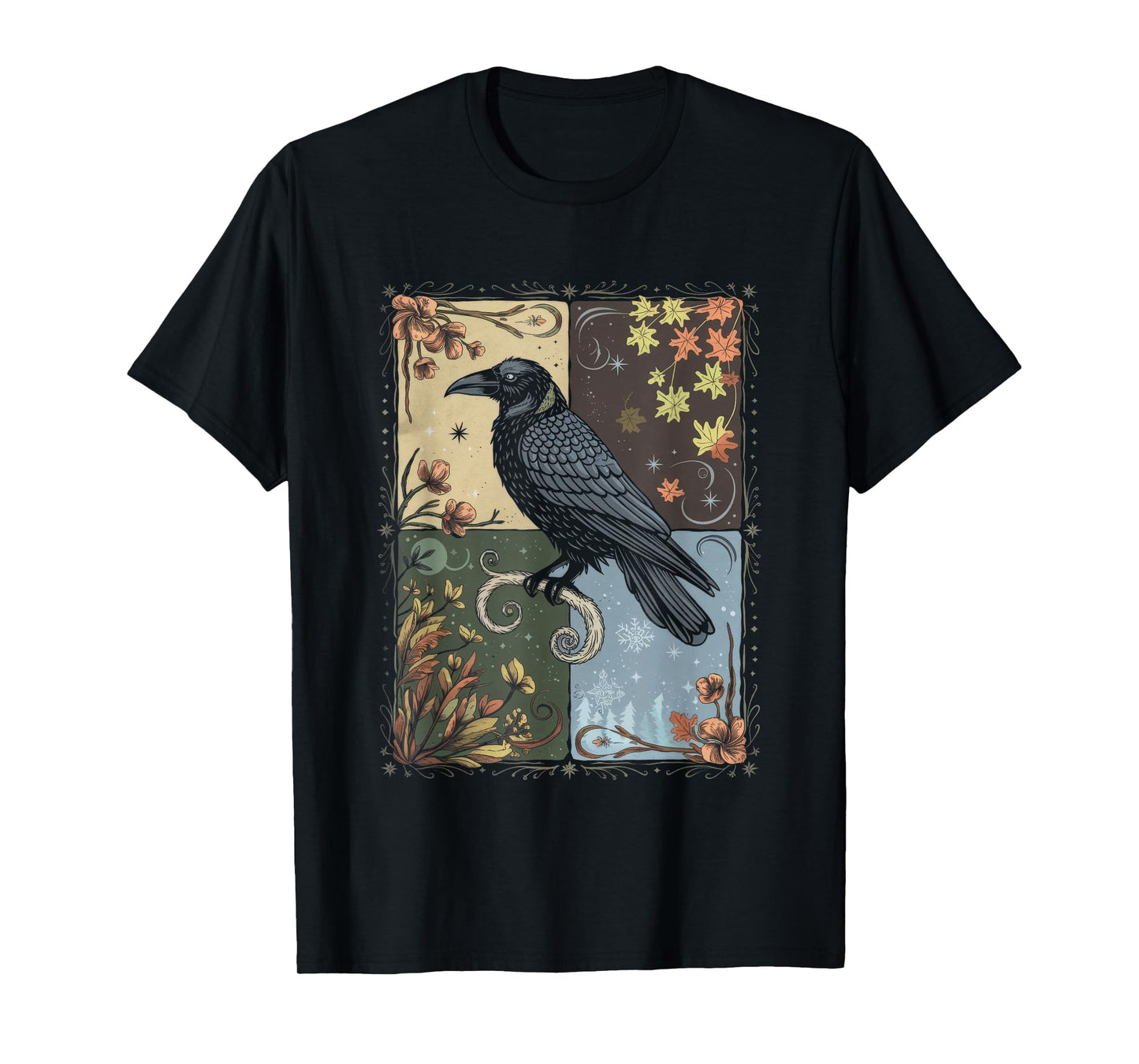 Ravens Raven Moon Floral Nature Birds T-Shirt