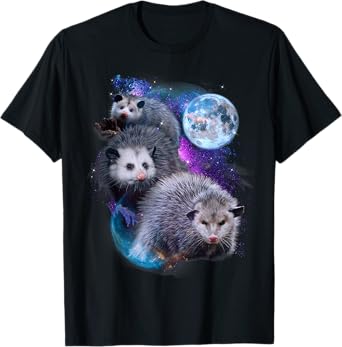 3 Moon Opossum Funny Marsupial Rodent Opossum Art Novelty T-Shirt