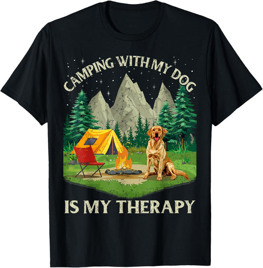 Camping And Dogs Are My Therapy Labrador Retriever Dog Dad T-Shirt