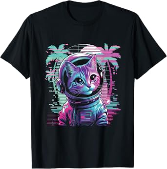 80s Retrowave Vaporwave Cat Cats Kitty Kawaii Men Women T-Shirt