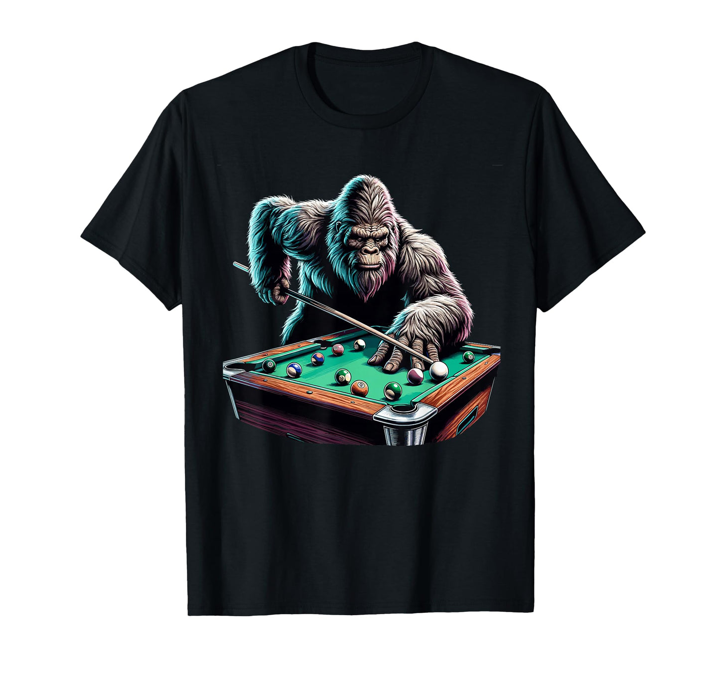 Funny Bigfoot Sasquatch Billiards Pool Player Men Boys T-Shirt