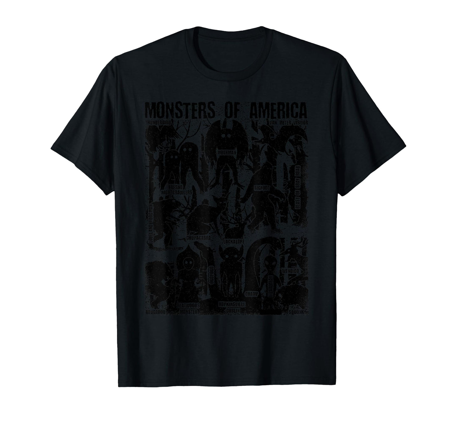 Bigfoot Mothman Champ And Other Monsters Of America Cryptid T-Shirt