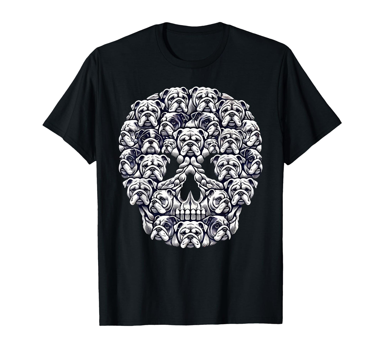 English Bulldog Dog Skull Halloween T-Shirt