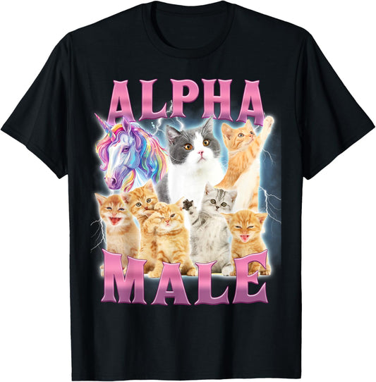 Alpha Male Cat Horse Animal Lovers Meme Ironic Brainrot T-Shirt