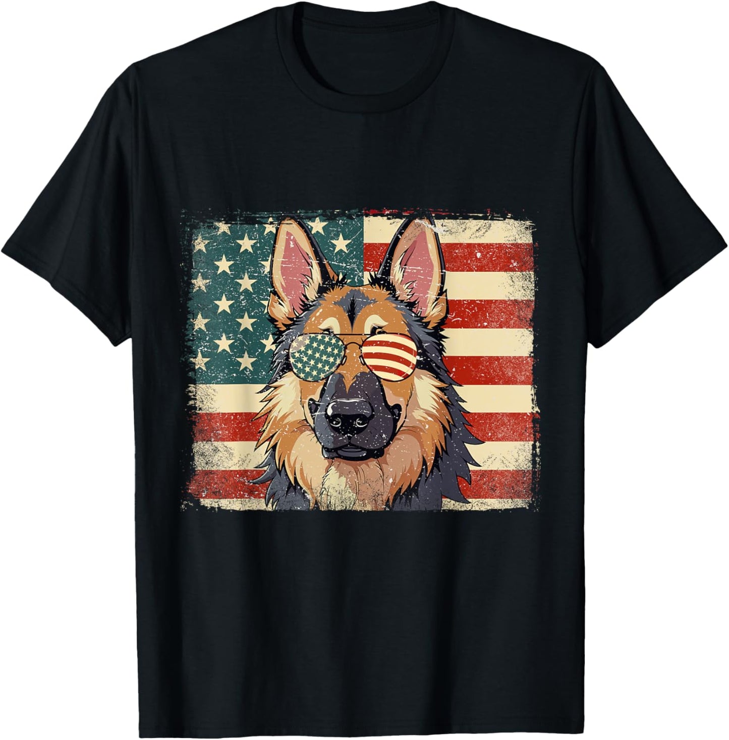 Patriotic German Shepherd Dog Lover USA Flag 4th Of July T-Shirt