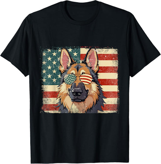 Patriotic German Shepherd Dog Lover USA Flag 4th Of July T-Shirt