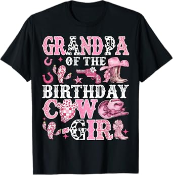 Grandpa Of The Birthday Cow-Girl Rodeo Cow Girl Birthday T-Shirt