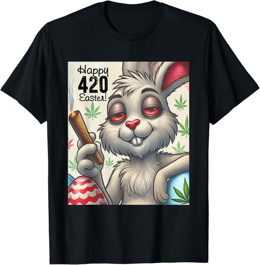 420 Easter Bunny Funny Weed Smoking Rabbit Cannabis 4/20 T-Shirt