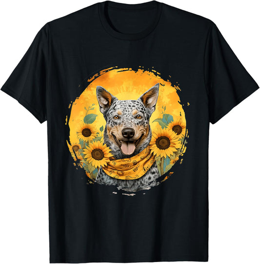 Australian Cattle Dog Vintage Bandana Headband Sunflower T-Shirt