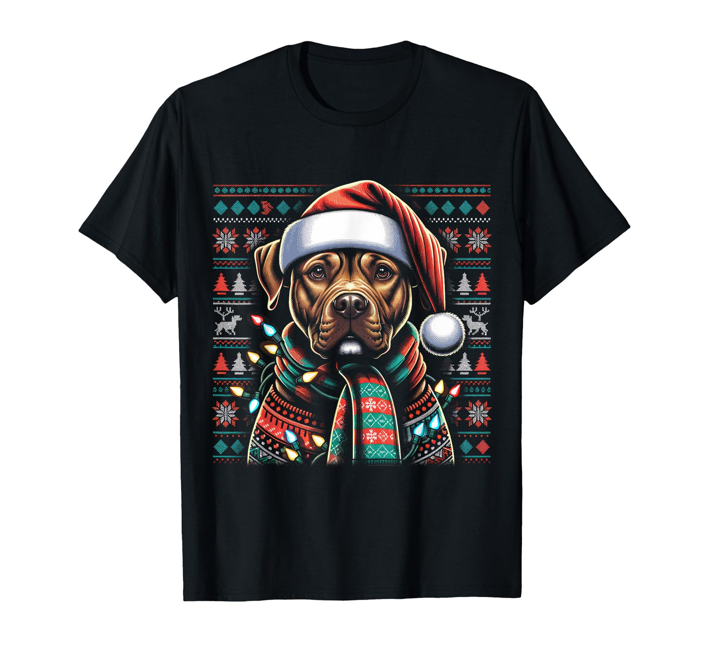Christmas Pit bull Xmas Pit Bull Mom Dog Lover Santa Womens T-Shirt